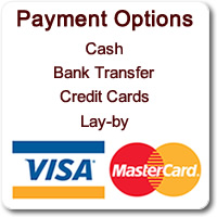 Visa, Mastercard, Lay-by, Cash, Bank Transfer, Credit Card